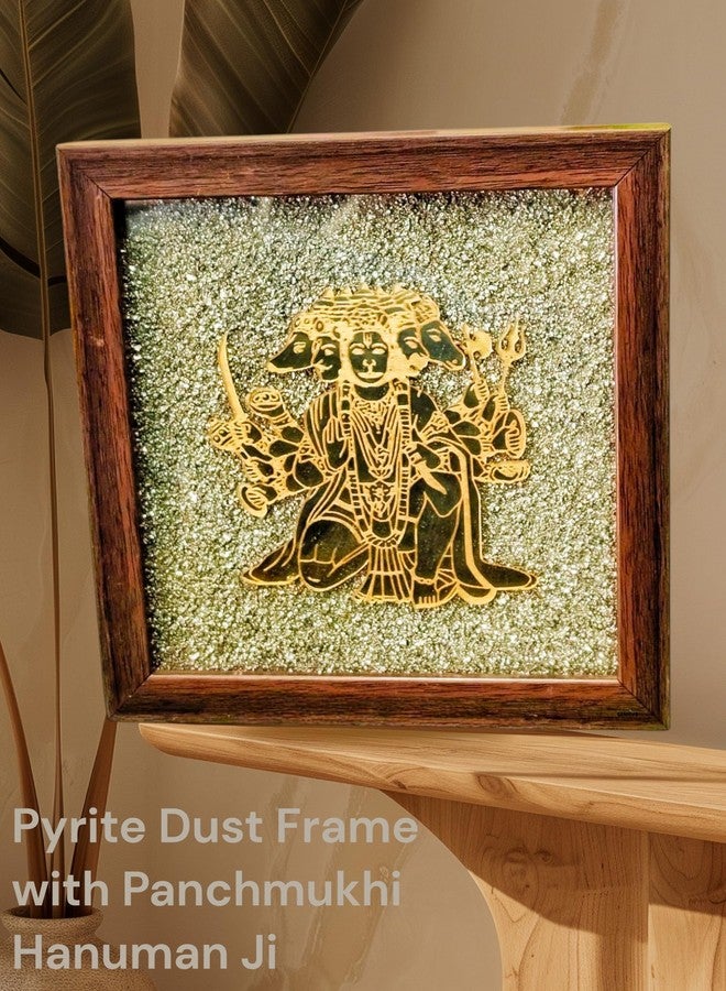 GEMTUB Natural Pyrite Dust Frame with Panchmukhi Hanuman Ji | Attracts Wealth, Prosperity & Good Luck | Feng Shui & Vastu Decor for Home & Office | Spiritual Gift & Positive Energy | 7x7 Inch - Image 5